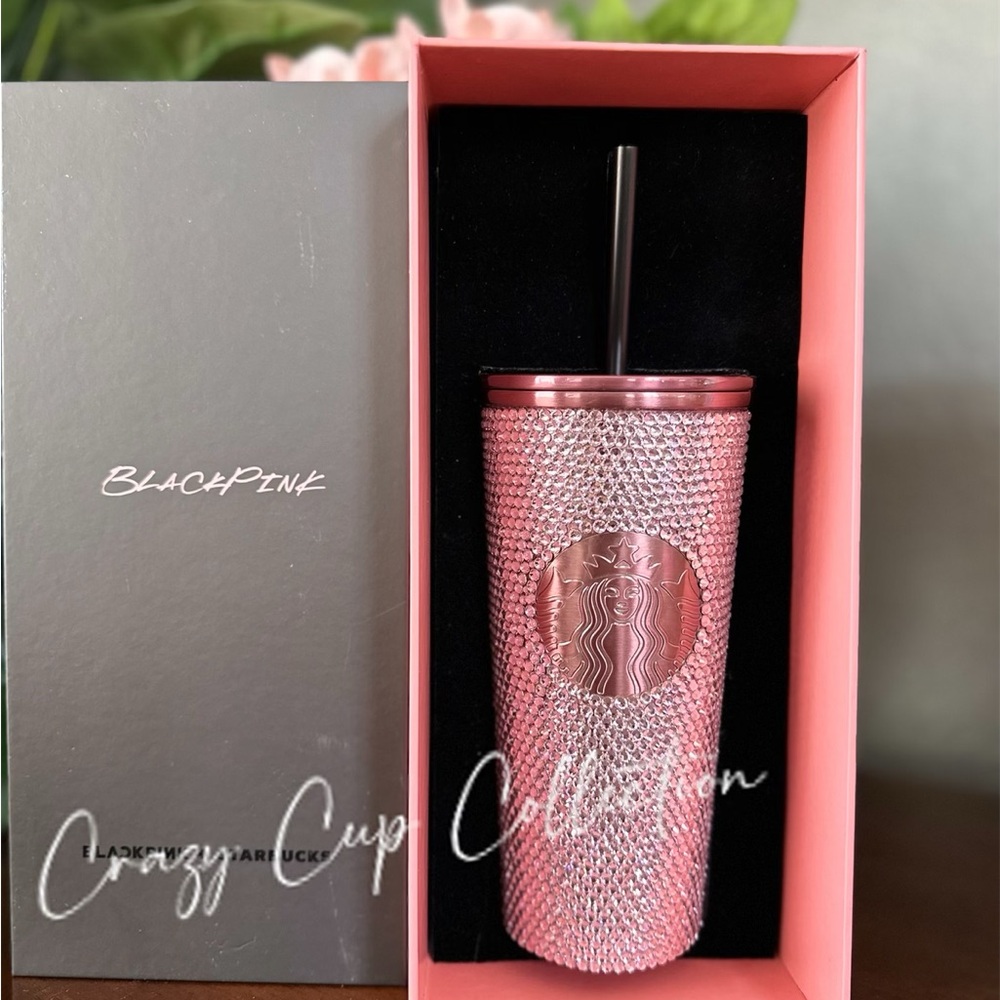 Starbucks Black Pink Rhinestones Tumbler